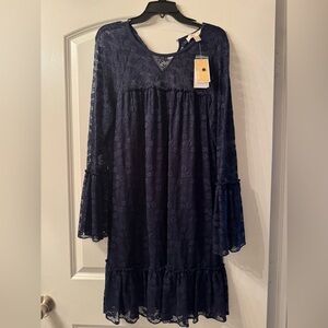 New with tags navy lace Michael Kors dress with bell sleeve.